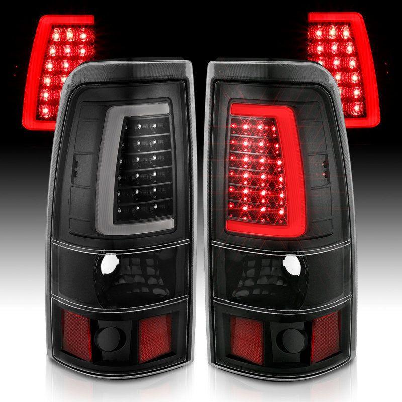 ANZO 1999-2002 Chevy Silverado 1500 LED Taillights Plank Style Black w/Clear Lens-Tail Lights-ANZO-ANZ311330-SMINKpower Performance Parts