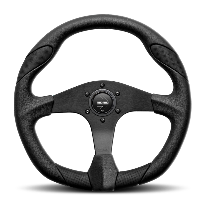 Momo Quark Steering Wheel 350 mm - Black Poly/Black Spokes - SMINKpower Performance Parts MOMQRK35BK0B MOMO