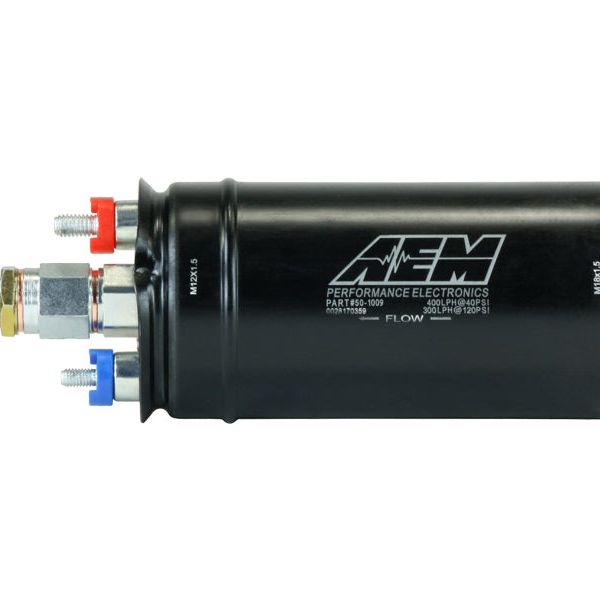 AEM 400LPH High Pressure Inline Fuel Pump - M18x1.5 Female Inlet to M12x1.5 Male Outlet-Fuel Pumps-AEM-AEM50-1009-SMINKpower Performance Parts