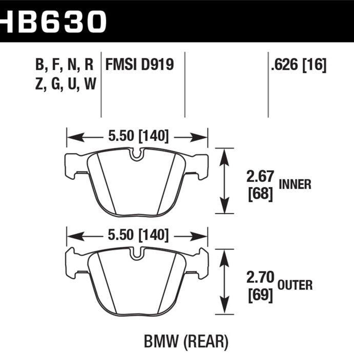 Hawk 04-10 BMW 535i/545i/550i / 04-10 645Ci/650i /02-09 745i/745Li/750 DTC-70 Race Rear Brake Pads - SMINKpower Performance Parts HAWKHB630U.626 Hawk Performance