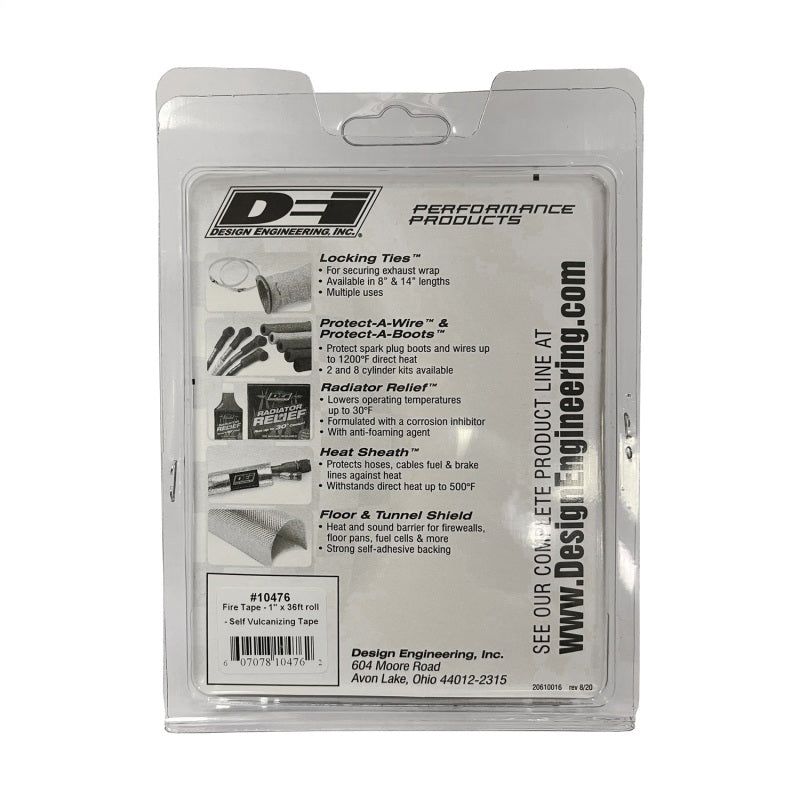 DEI Fire Tape 1in x 36ft Roll - Self Vulcanizing Tape - Black - SMINKpower Performance Parts DEI10476 DEI