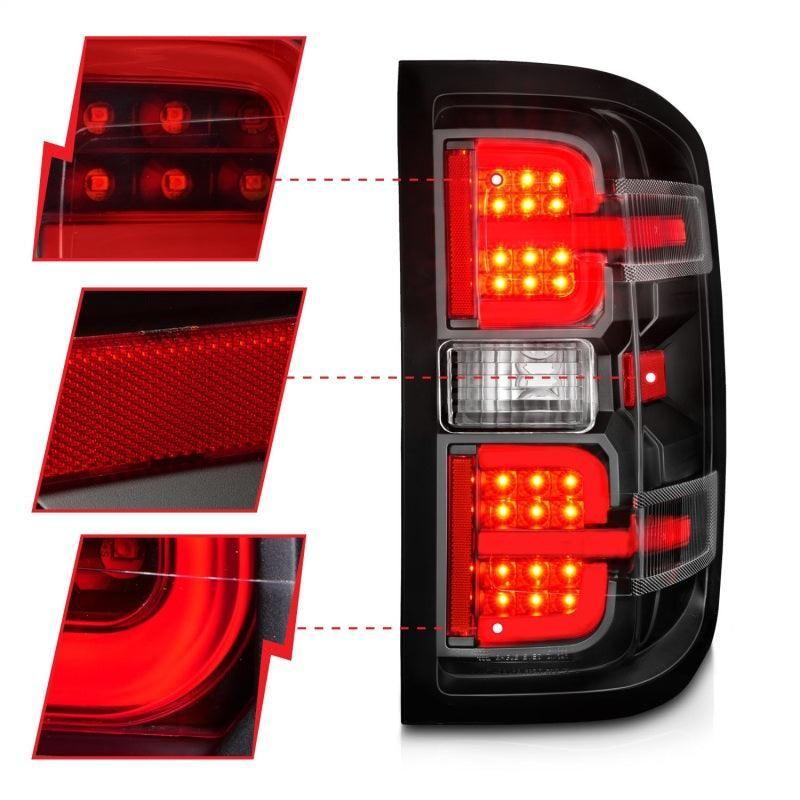 ANZO 15-19 Chevy Silverado 2500HD/3500HD (Halgn Only) LED Tail Lights w/Black Light Bar & Clear Lens - SMINKpower Performance Parts ANZ311425 ANZO