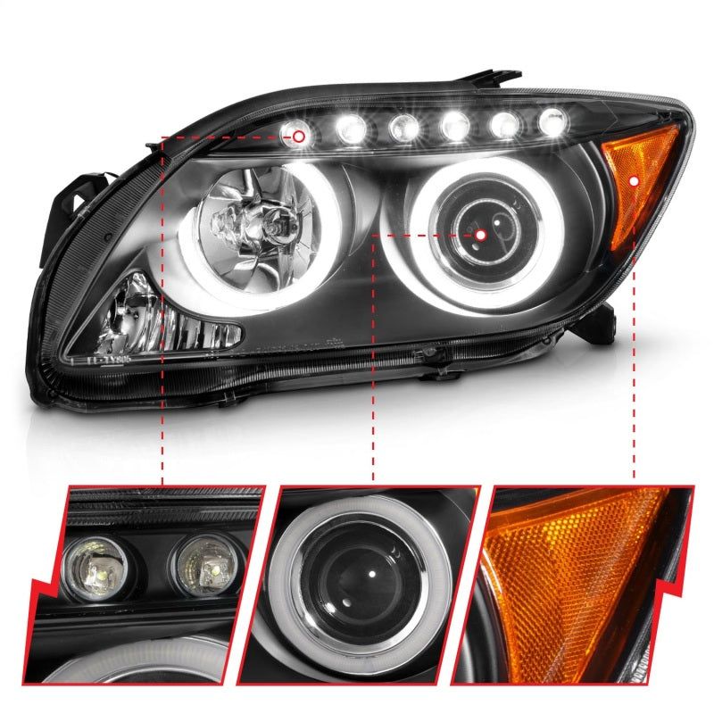 ANZO 2005-2010 Scion Tc Projector Headlights w/ Halo Black (CCFL)-Headlights-ANZO-ANZ121119-SMINKpower Performance Parts