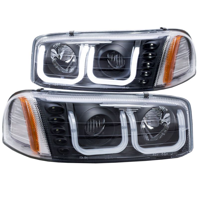 ANZO 1999-2006 Gmc Sierra 1500 Projector Headlights w/ U-Bar Black-Headlights-ANZO-ANZ111303-SMINKpower Performance Parts