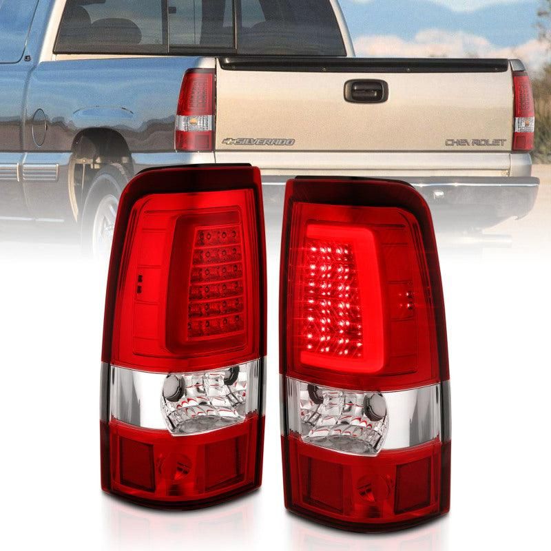 ANZO 2003-2006 Chevy Silverado 1500 LED Taillights Plank Style Chrome With Red/Clear Lens - SMINKpower Performance Parts ANZ311335 ANZO