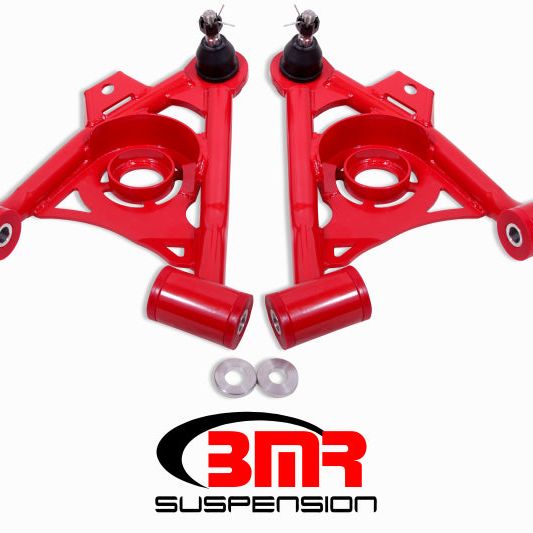 BMR 79-93 Fox Mustang Non-Adj Lower A-Arms Standard Ball Joint Spring Pocket - Red - SMINKpower Performance Parts BMRAA034R BMR Suspension