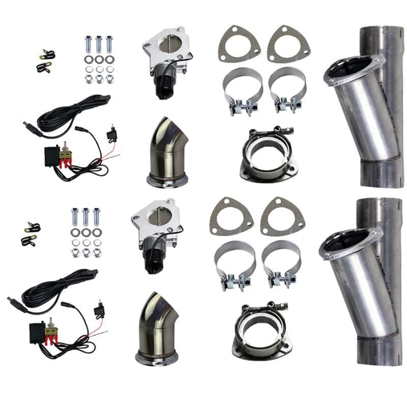 Granatelli 3.0in Alum Mild Steel Electronic Dual Slip Fit Exhaust Cutout w/Band Clamps - SMINKpower Performance Parts GMS303530D Granatelli Motor Sports