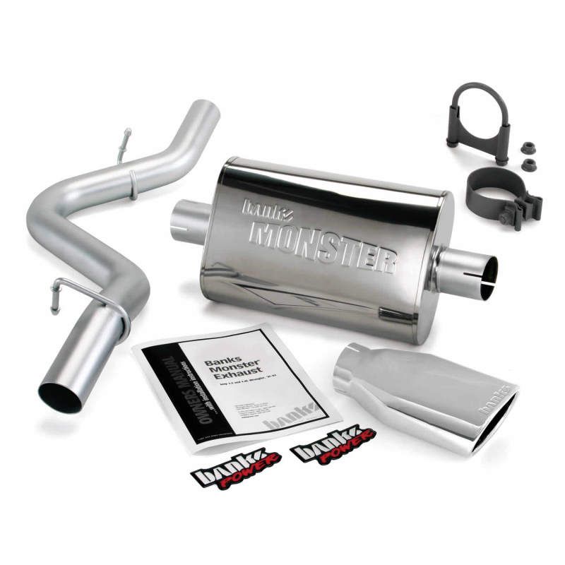 Banks Power 97-99 Jeep 2.5/4.0L Wrangler Slip Fit Cat Monster Exh Sys - SS Single Exh w/ Chrome Tip - SMINKpower Performance Parts GBE51312 Banks Power