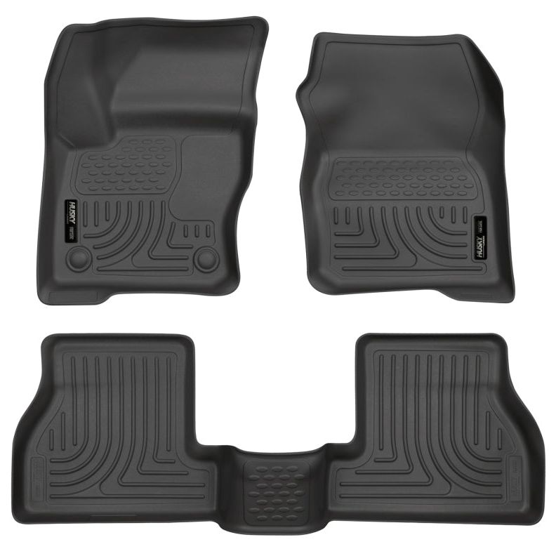 Husky Liners 2012 Ford Focus (4DR/5DR) WeatherBeater Combo Black Floor Liners-Floor Mats - Rubber-Husky Liners-HSL98771-SMINKpower Performance Parts