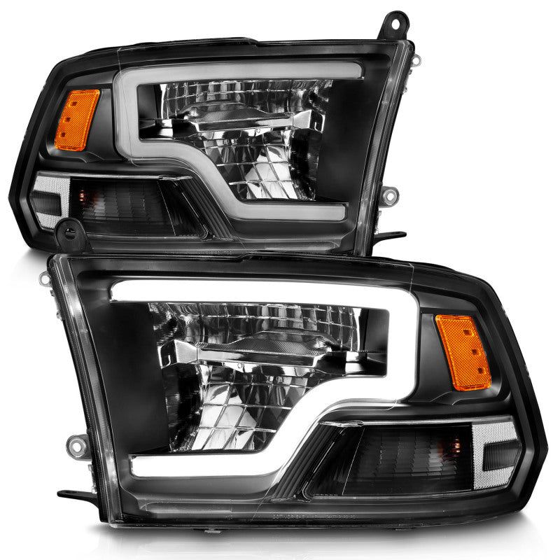 ANZO 2009-2020 Dodge Ram 1500 Full LED Square Projector Headlights w/ Chrome Housing Black Amber-Headlights-ANZO-ANZ111539-SMINKpower Performance Parts