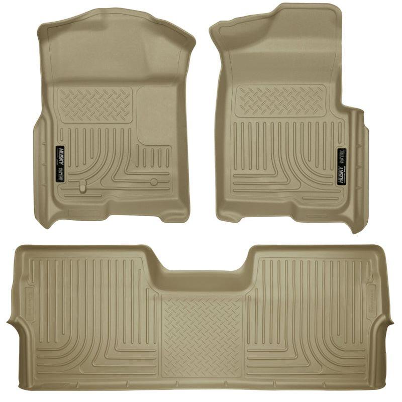 Husky Liners 09-12 Ford F-150 Super Crew Cab WeatherBeater Combo Tan Floor Liners-Floor Mats - Rubber-Husky Liners-HSL98333-SMINKpower Performance Parts