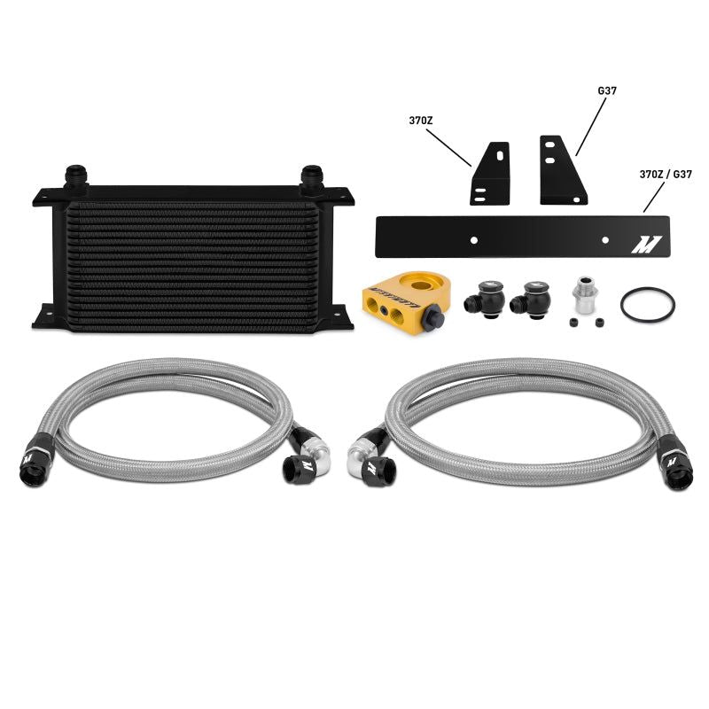Mishimoto 09-12 Nissan 370Z / 08-12 Infiniti G37 (Coupe Only) Thermostatic Oil Cooler Kit - Black-Oil Coolers-Mishimoto-MISMMOC-370Z-09TBK-SMINKpower Performance Parts