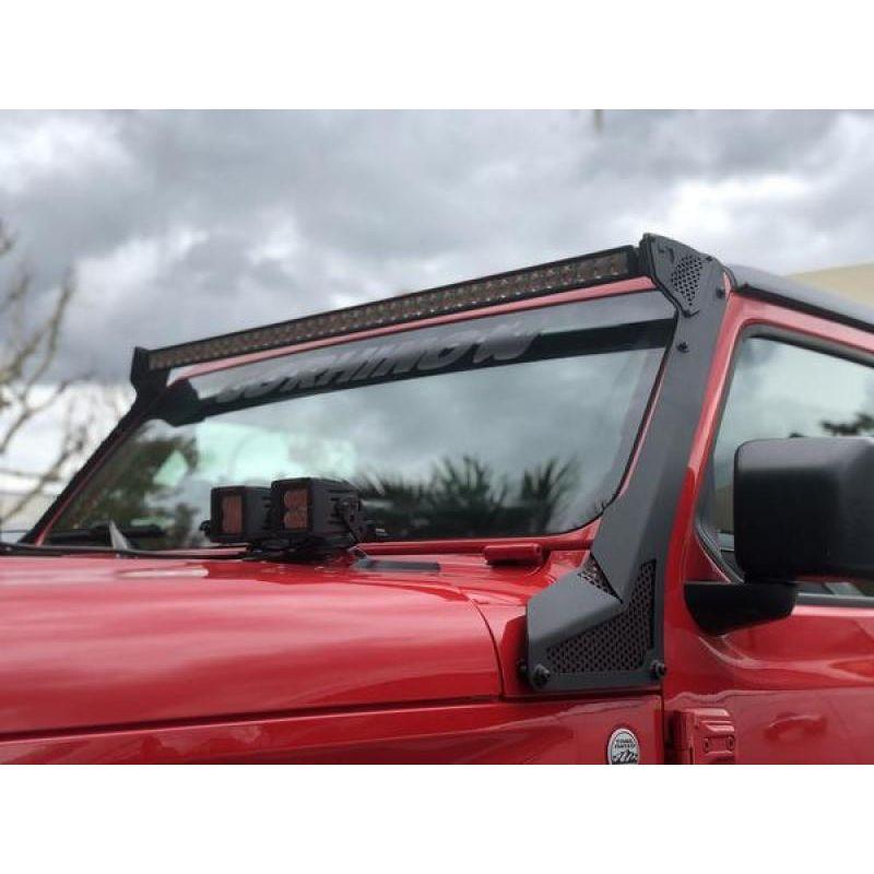 Go Rhino 18-20 Jeep Wrangler JL/JLU/Gladiator JT XE Windshield Light Bar Mount - 50in Single Row - SMINKpower Performance Parts GOR730500T Go Rhino