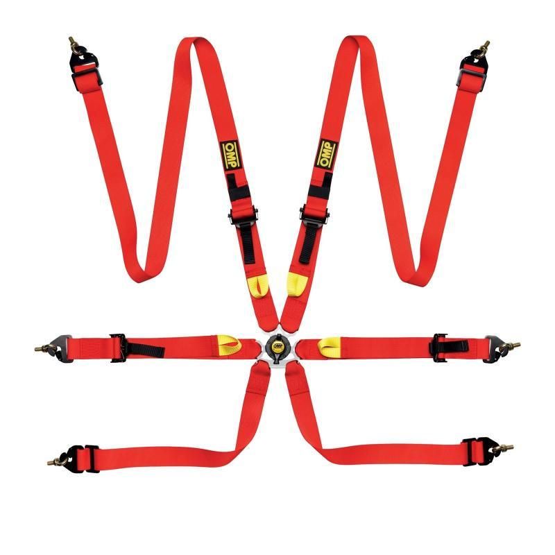 OMP Safety Harness First 2In Red (Fia 8853-2016) Pull Up - Steel Adj - SMINKpower Performance Parts OMPDA0-0208-A01-061 OMP