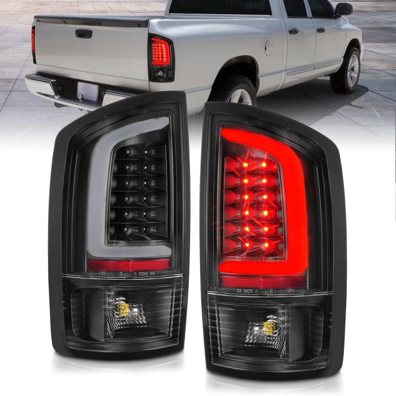 ANZO 2002-2006 Dodge Ram 1500 LED Tail Lights w/ Light Bar Black Housing Clear Lens-Tail Lights-ANZO-ANZ311368-SMINKpower Performance Parts