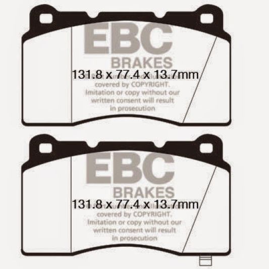 EBC 09+ Hyundai Genesis Coupe 2.0 Turbo (Brembo) Redstuff Front Brake Pads-Brake Pads - Performance-EBC-EBCDP32147C-SMINKpower Performance Parts
