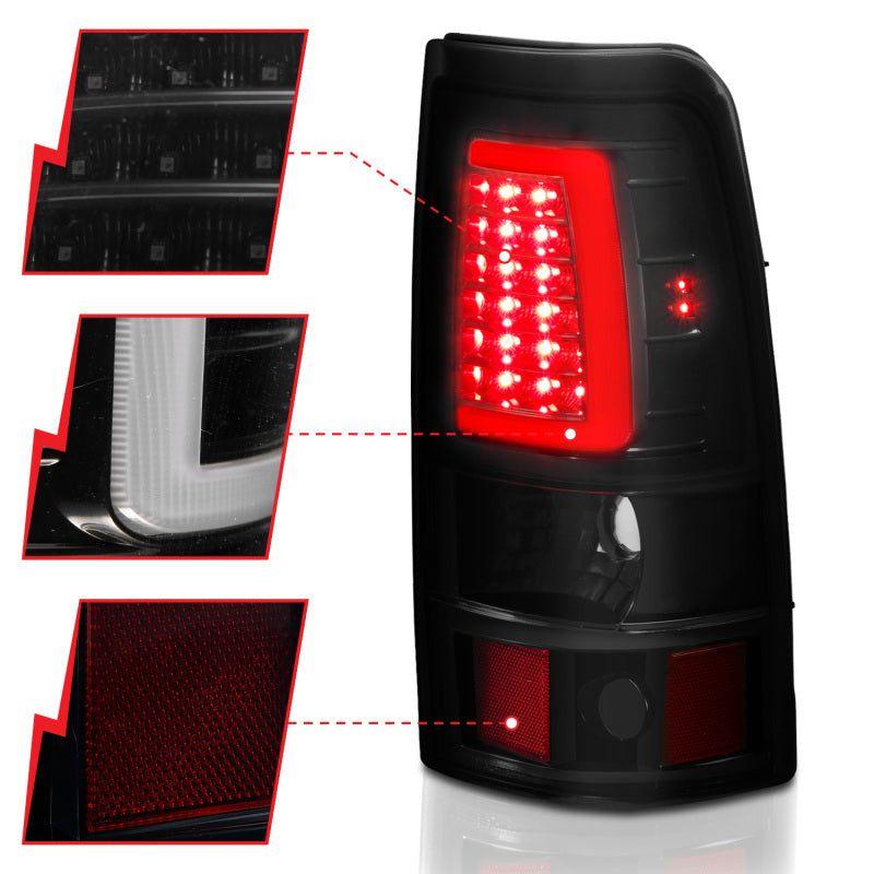 ANZO 2003-2006 Chevy Silverado 1500 LED Taillights Plank Style Black w/Smoke Lens-Tail Lights-ANZO-ANZ311334-SMINKpower Performance Parts