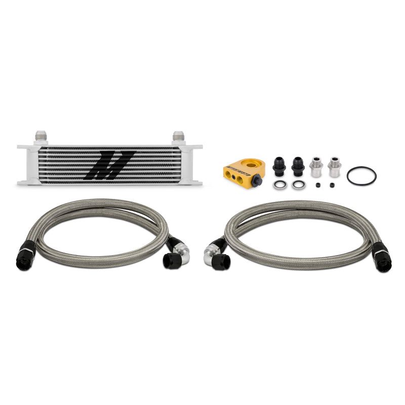 Mishimoto Universal Thermostatic 10 Row Oil Cooler Kit - Silver-Oil Coolers-Mishimoto-MISMMOC-UT-SMINKpower Performance Parts