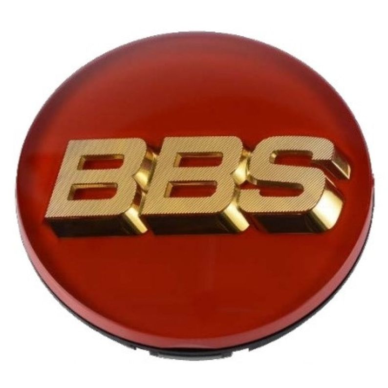 BBS Center Cap - 70mm Red w/ Gold 3D Logo (4-tab)-Wheel Center Caps-BBS-BBS56.24.126-SMINKpower Performance Parts