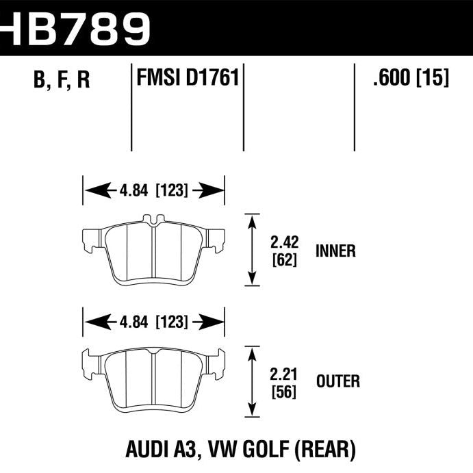 Hawk 15-17 Audi A3/A3 Quattro HPS 5.0 Rear Brake Pads - SMINKpower Performance Parts HAWKHB789B.600 Hawk Performance