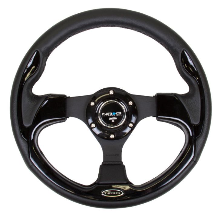 NRG Reinforced Steering Wheel (320mm) Blk w/Gloss Black Trim-Steering Wheels-NRG-NRGRST-001BK-SMINKpower Performance Parts