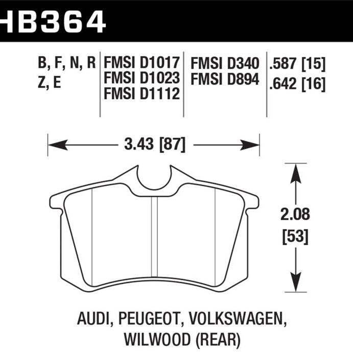 Hawk 97-04 Audi A4/00-03 A6/00-02 S4/00-06 TT / 02-04 VW Golf GTI Rear Blue 9012 Race Brake Pads - SMINKpower Performance Parts HAWKHB364E.642 Hawk Performance
