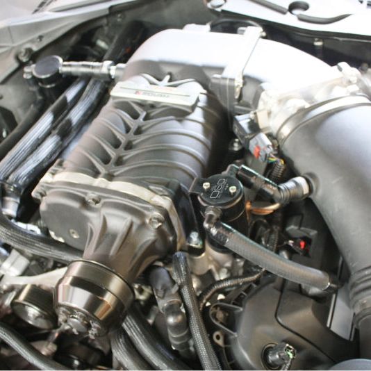 J&L 11-17 Ford Mustang GT (w/Roush/VMP Supercharger) Driver Side Oil Separator 3.0 - Black Anodized-Oil Separators-J&L-JLT3020D-B-SMINKpower Performance Parts
