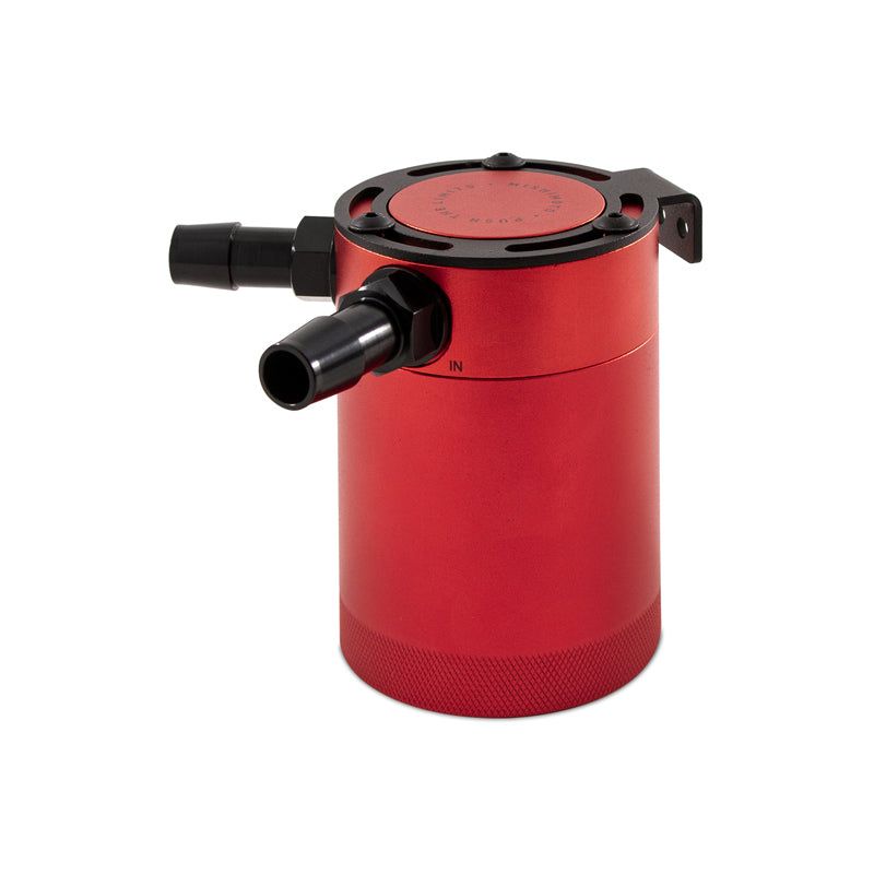 Mishimoto Compact Baffled Oil Catch Can - 2-Port - Red-Oil Catch Cans-Mishimoto-MISMMBCC-CBTWO-RD-SMINKpower Performance Parts