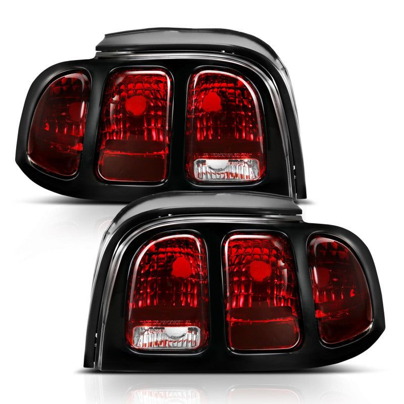 ANZO 1994-1998 Ford Mustang Taillight Dark Red Lens (OE Style)-Tail Lights-ANZO-ANZ321350-SMINKpower Performance Parts