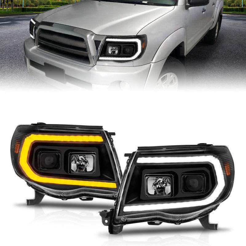 ANZO 05-11 Toyota Tacoma Projector Headlights w/Light Bar Switchback Black Housing - SMINKpower Performance Parts ANZ111564 ANZO