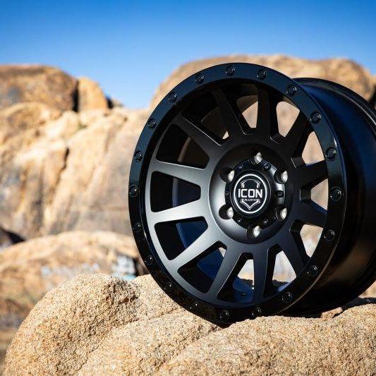 ICON Compression 18x9 6x5.5 0mm Offset 5in BS 106.1mm Bore Double Black Wheel - SMINKpower Performance Parts ICO2018908350DB ICON