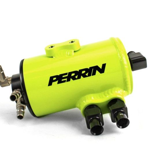 Perrin 08-14 Subaru WRX/STI Air Oil Separator - Neon Yellow-Oil Separators-Perrin Performance-PERPSP-ENG-606NY-SMINKpower Performance Parts
