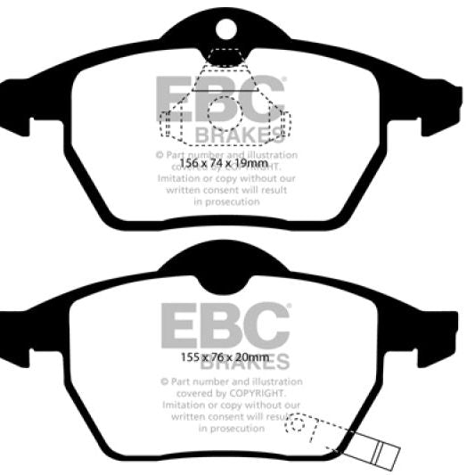 EBC 99-02 Saab 9-3 2.0 Turbo Redstuff Front Brake Pads-Brake Pads - Performance-EBC-EBCDP31443C-SMINKpower Performance Parts