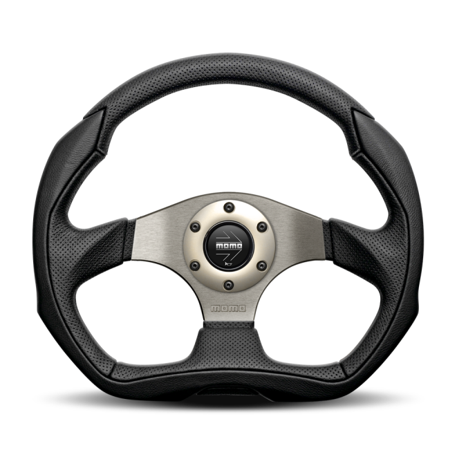 Momo Eagle Steering Wheel 350 mm - Black Leather/Anth Spokes - SMINKpower Performance Parts MOMEAG35BK0S MOMO