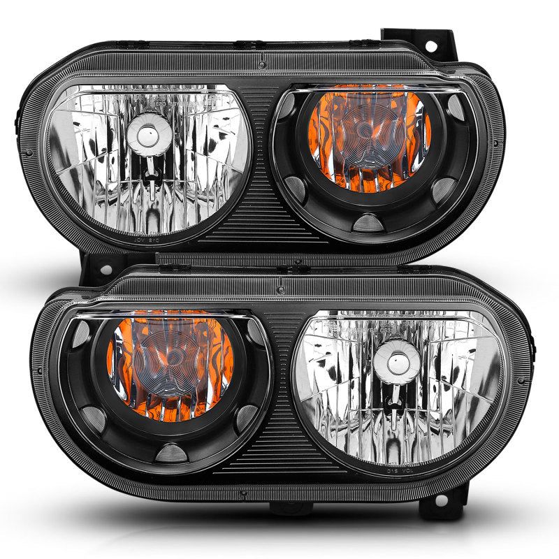 ANZO 2008-2014 Dodge Challenger Crystal Headlights Black-Headlights-ANZO-ANZ121526-SMINKpower Performance Parts