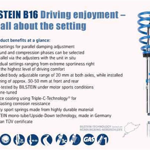 Bilstein B16 (PSS10) Subaru WRX STi Base/Limited H4 2.5L Front & Rear Performance Suspension System-Coilovers-Bilstein-BIL48-249546-SMINKpower Performance Parts