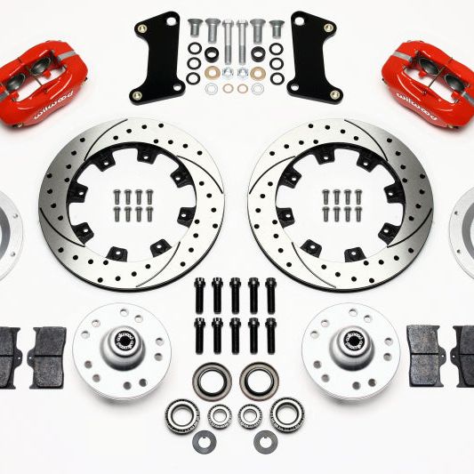 Wilwood Forged Dynalite Front Kit 12.19in Drilled Red 67-69 Camaro 64-72 Nova Chevelle - wilwood-forged-dynalite-front-kit-12-19in-drilled-red-67-69-camaro-64-72-nova-chevelle