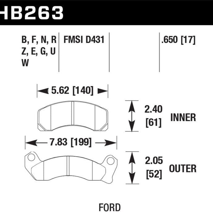 Hawk 1987-1993 Ford Mustang GT 5.0 HPS 5.0 Front Brake Pads - SMINKpower Performance Parts HAWKHB263B.650 Hawk Performance