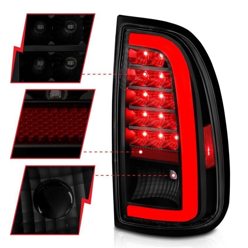 ANZO 00-06 Toyota Tundra (Std. Bed/Reg Cab) LED Taillights w/Light Bar Black Housing Smoke Lens - SMINKpower Performance Parts ANZ311412 ANZO