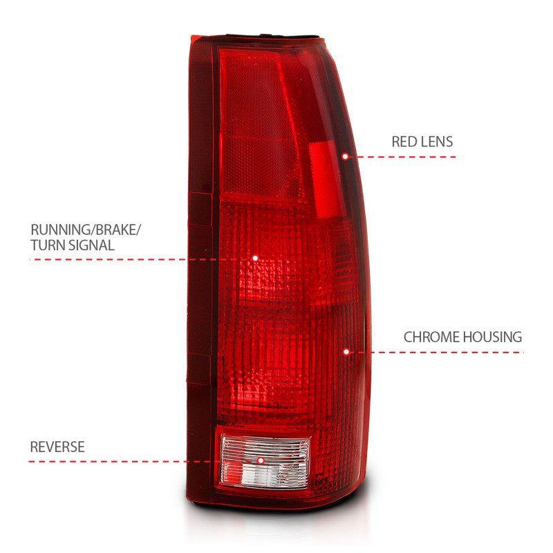 ANZO 1988-1999 Chevy C1500 Taillight Red/Clear Lens (OE Replacement)-Tail Lights-ANZO-ANZ311301-SMINKpower Performance Parts