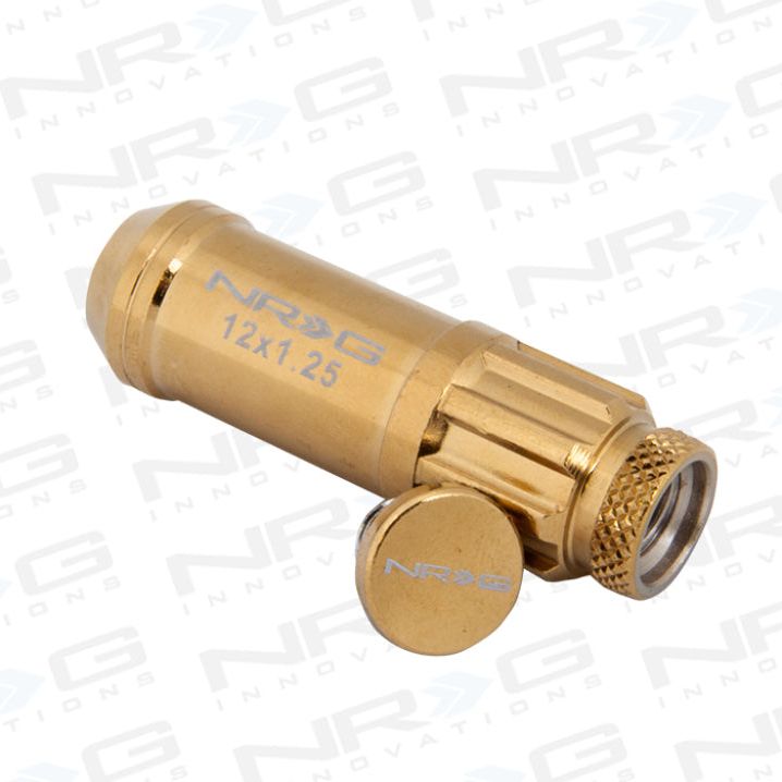 NRG 700 Series M12 X 1.25 Steel Lug Nut w/Dust Cap Cover Set 21 Pc w/Locks & Socket - Chrome Gold - SMINKpower Performance Parts NRGLN-LS710CG-21 NRG