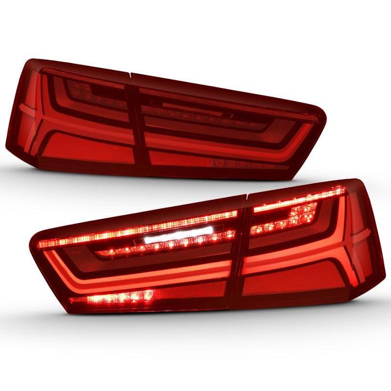 ANZO 2012-2018 Audi A6 LED Taillight Black Housing Red/Clear Lens 4 pcs (Sequential Signal) - SMINKpower Performance Parts ANZ321353 ANZO