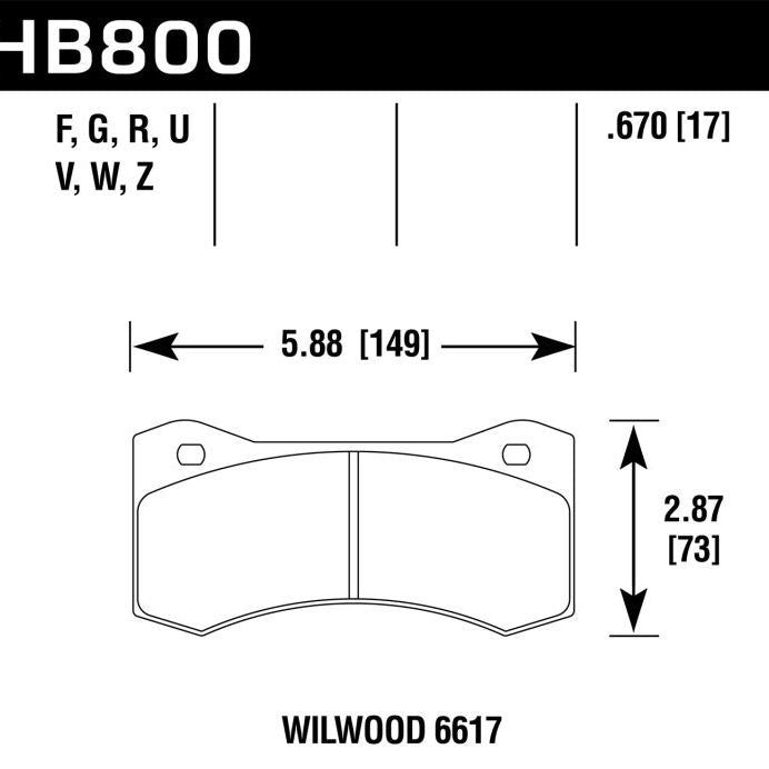 Hawk Wilwood 17mm 6617 Caliper Performance Ceramic Brake Pads - SMINKpower Performance Parts HAWKHB800Z.670 Hawk Performance