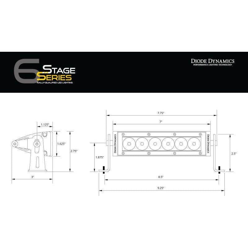 Diode Dynamics 6 In LED Light Bar Single Row Straight SS6 - Amber Wide Light Bar (Pair) - SMINKpower Performance Parts DIODD5044P Diode Dynamics