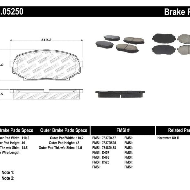 StopTech Performance 90-93 Mazda Miata Front Brake Pads D525-Brake Pads - Performance-Stoptech-STO309.05250-SMINKpower Performance Parts