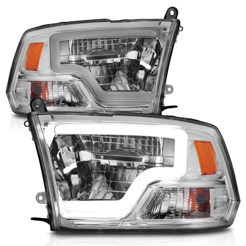 ANZO 2009-2020 Dodge Ram 1500 Full LED Square Projector Headlights w/ Chrome Housing Chrome Amber-Headlights-ANZO-ANZ111540-SMINKpower Performance Parts