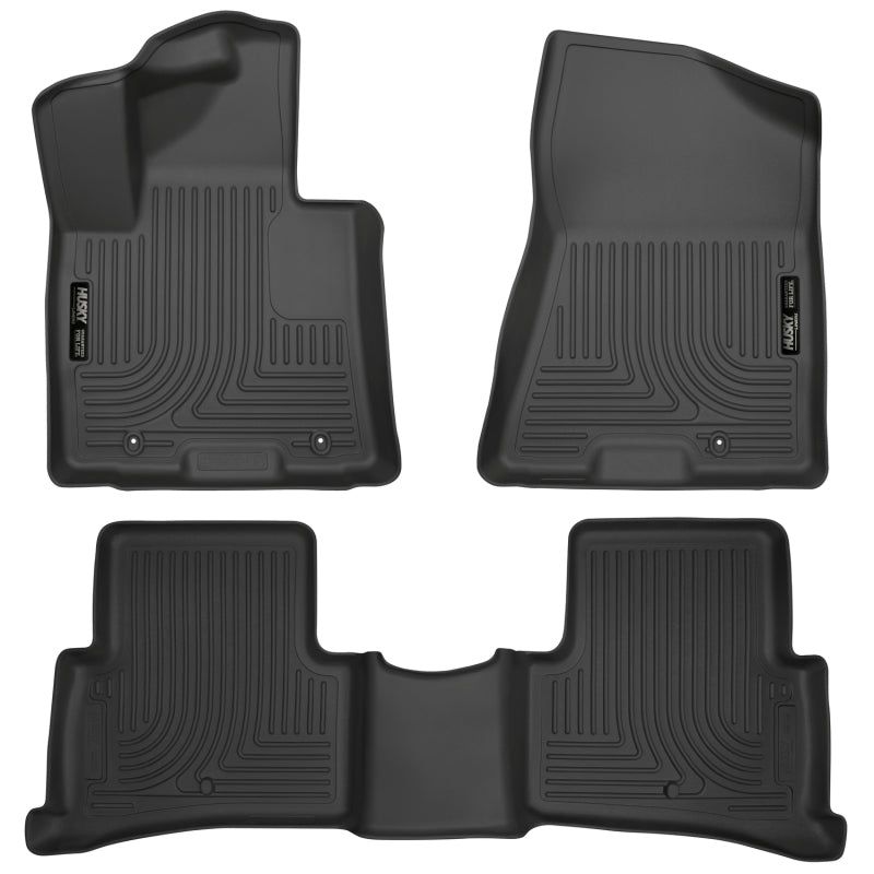 Husky Liners 2017 Kia Sportage Weatherbeater Front and Second Row Black Floor Liners-Floor Mats - Rubber-Husky Liners-HSL99891-SMINKpower Performance Parts