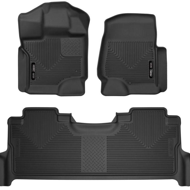 Husky Liners 2017 Ford F-250 Super Duty Crew Cab X-Act Contour Black Front & Rear Floor Liners-Floor Mats - Rubber-Husky Liners-HSL53388-SMINKpower Performance Parts