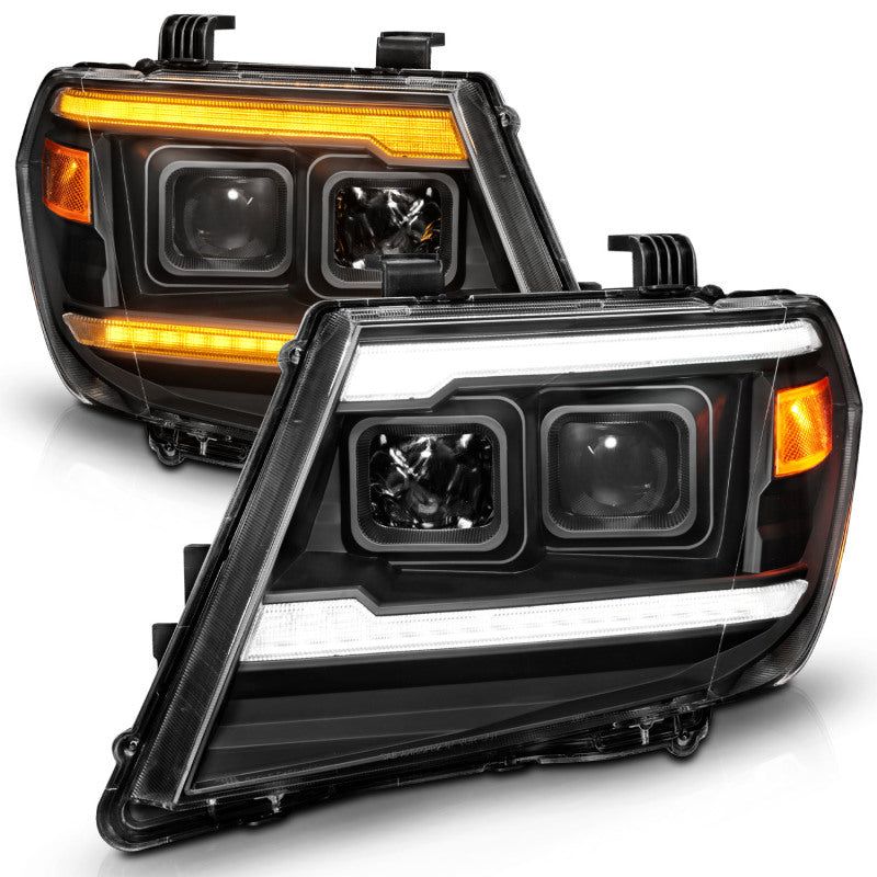 ANZO 09-20 Nissan Frontier Black Projector Plank Style DRL w/ Switchback & Sequential LED DRL - SMINKpower Performance Parts ANZ111597 ANZO