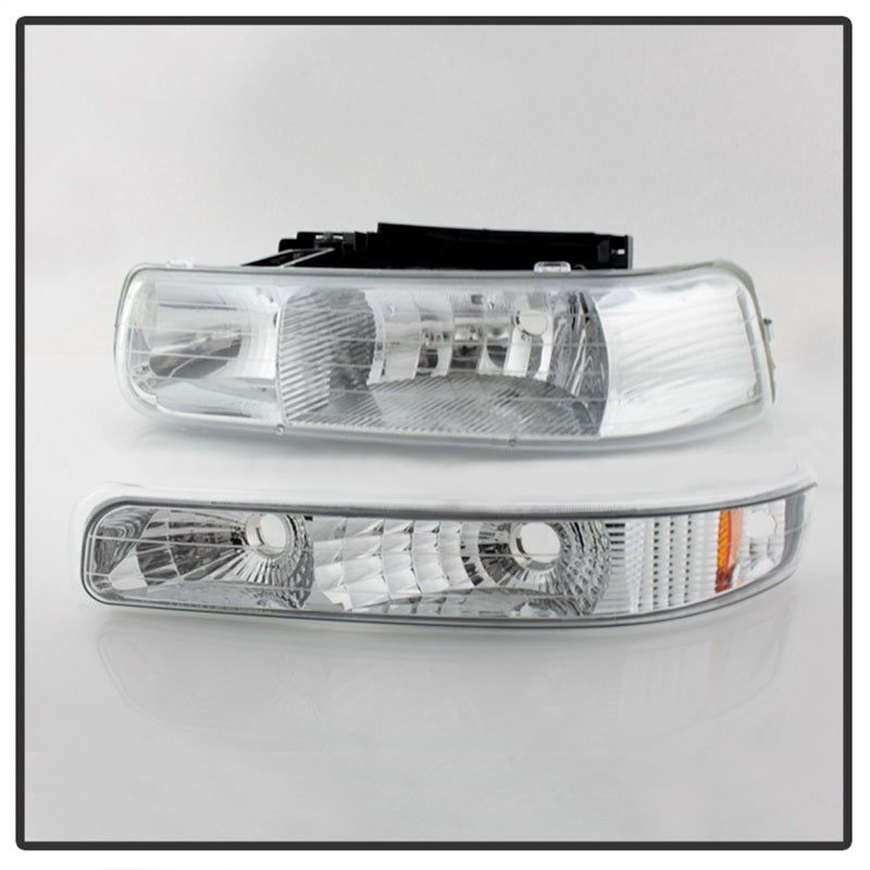 Xtune Chevy TahOE 00-06 Amber Crystal Headlights w/ Bumper Lights Chrome HD-JH-CSIL99-SET-AM-C-Headlights-SPYDER-SPY5064226-SMINKpower Performance Parts